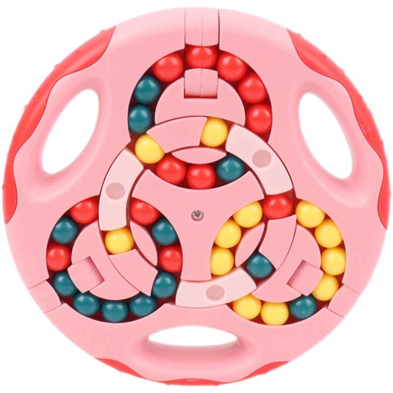 Frijol mágico giratorio con cuerda colgante inteligencia cubo de la yema del dedo cubo de la hamburguesa juguete de descompresión de placa de bola giratoria de doble cara