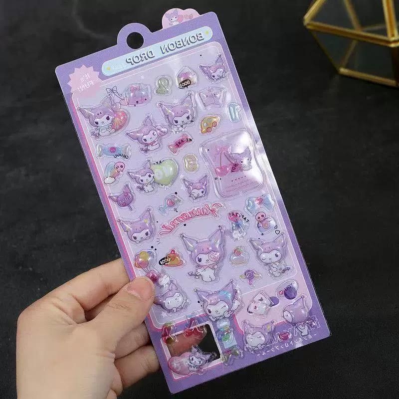 Наклейка (Sanrio) 3D рельефная, Pochacco Kuromi Cinnamoroll My Melody, 18×9 см