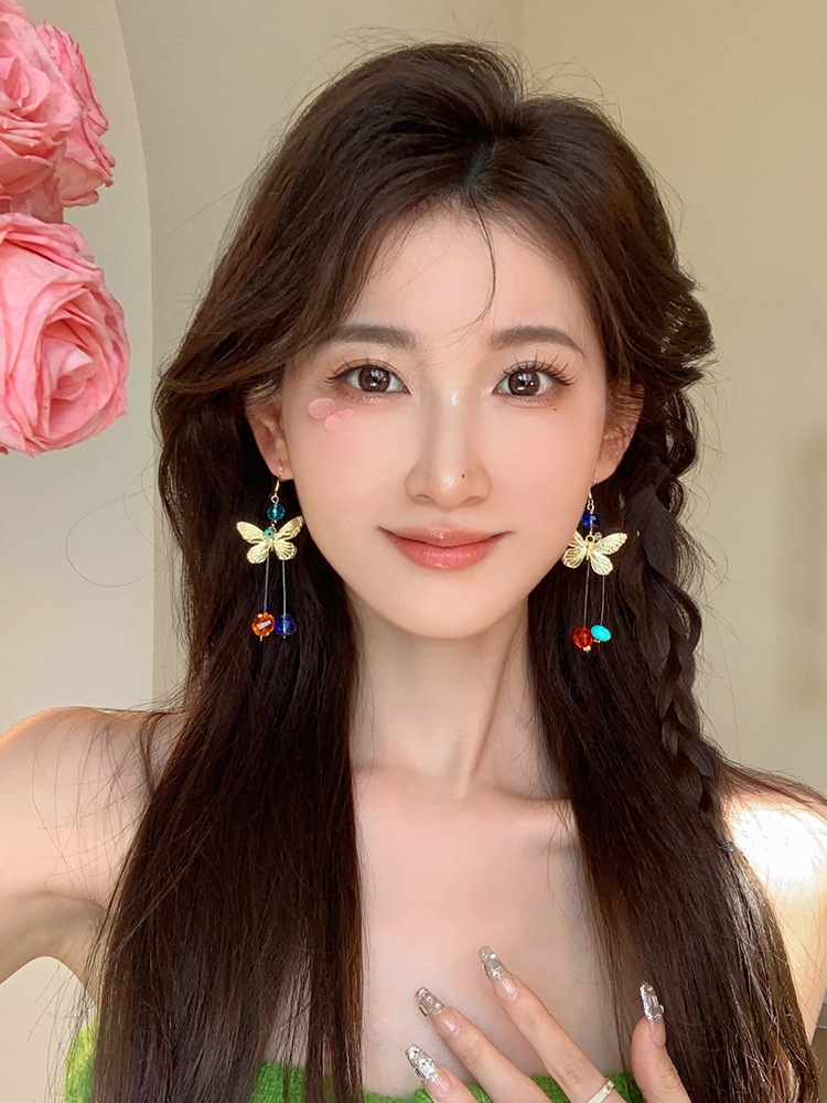 16g Weight Iron Ear Needle Material Drop Earrings Classification 1 Pair Quantity Beach, Date, Lawn Occasion Alloy Material Butterfly Pattern All Seasons Season Women's Gender Polished Finish Vacation, Sweet Style 1 Pair Vacation Sweet Butterfly Alloy Drop Earrings 无