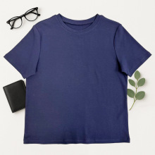基础款藏青色圆领短袖T恤亲肤休闲随性松弛实用单品男女亲肤透气
