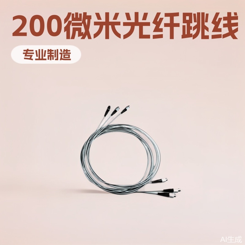 200微米光纤跳线FC接口长度芯径可选择制作光缆带盔甲传能