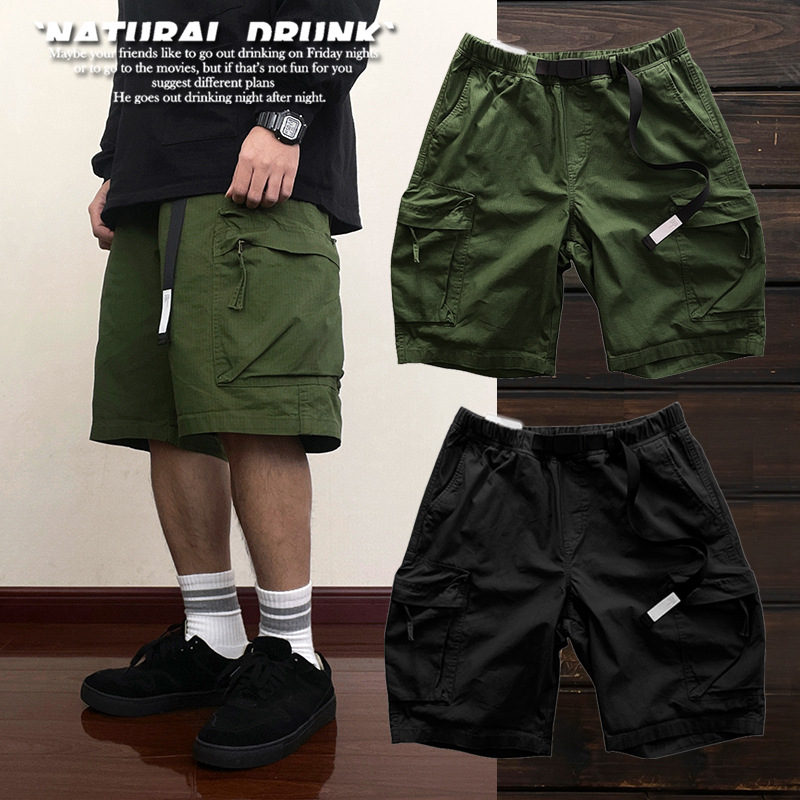 Japanese-Style Loose Casual Shorts Men's Trendy Straight Mid-Length Shorts Men's Five-Point Cargo Shorts Multi-Pocket Shorts Plus Size Trendy