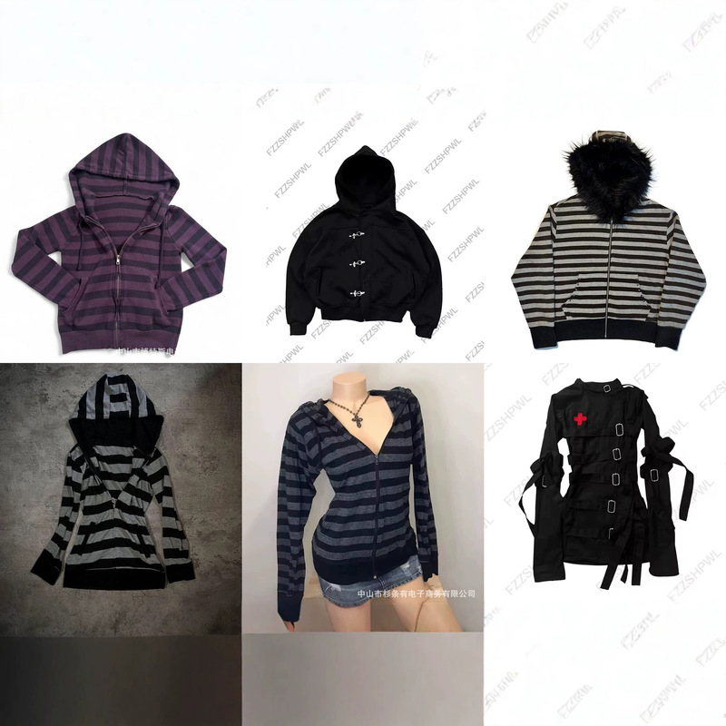 Foreign Trade American Retro Letter Embroidery Autumn and Winter Wool Collar Hooded Cardigan Jacket Sweater Top