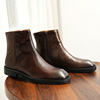 Martens, high demi-season low boots for leisure with zipper, chelsea, genuine leather