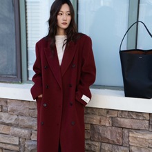 2025年新款西装版轻熟气质牦牛绒双面羊毛大衣女装秋冬季长款外套
