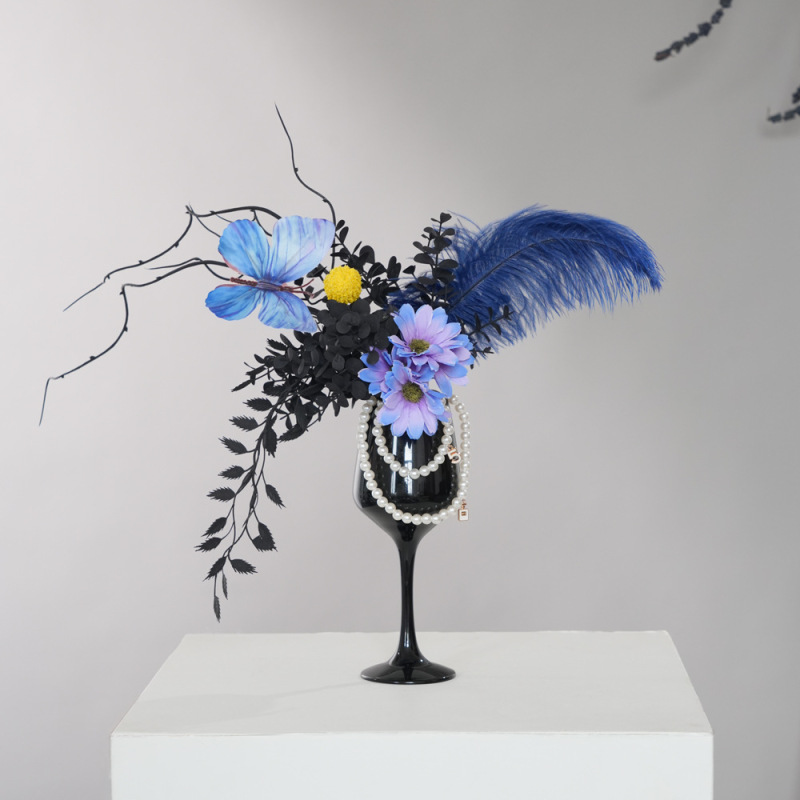 仿真花黑暗色系万圣节假花花材餐桌客厅餐桌花瓶手感装饰花摆件|undefined