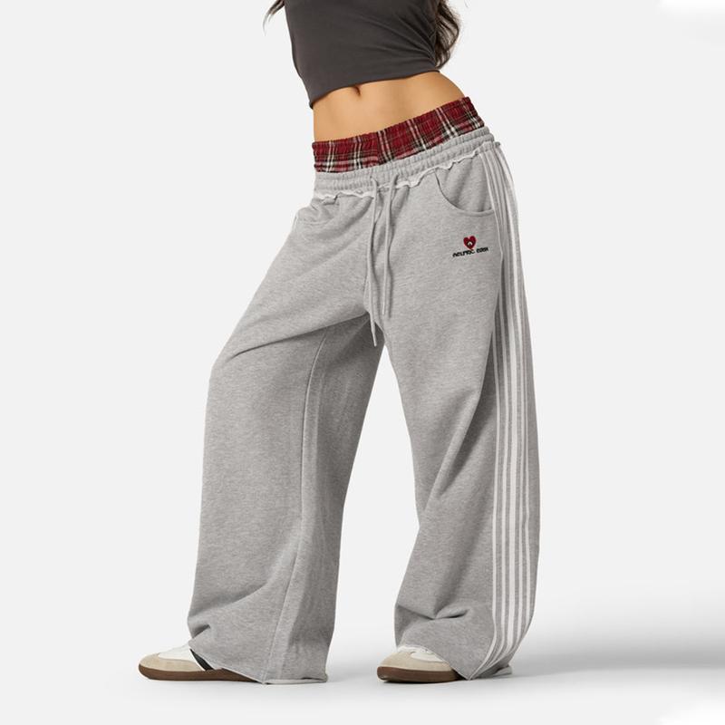 2025 Europa, América, Estados Unidos, Estados Unidos, Estados Unidos, estilo retro, deportes, ocio, hombres y mujeres sueltos, cintura doble, pantalones falsos de dos piezas image 4