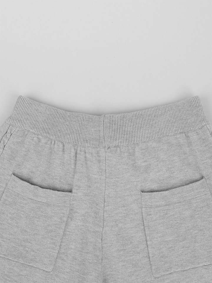 Bộ áo len cardigan khóa kéo dáng ôm tay dài và quần ống đứng — Màu be, Màu xanh dương, màu xám chi tiết 30