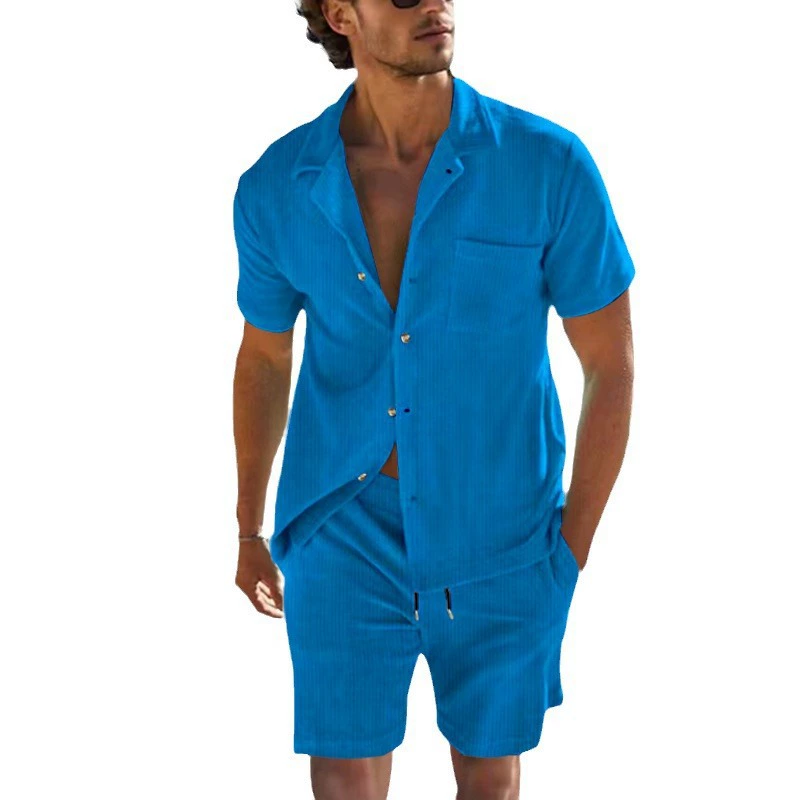 (Переходная торговля) летняя бархатная рубашка для отдыха, комплект, европейский стиль, oversize, с коротким рукавом