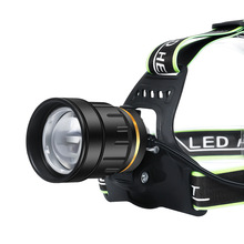 跨境新款強光頭燈螺旋變焦防水頭戴燈戶外釣魚燈夜釣燈跑步頭戴燈