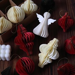 跨境圣诞节蜂窝球挂饰 圣诞树现场布置装饰品 背景墙铃铛吊饰纸拉