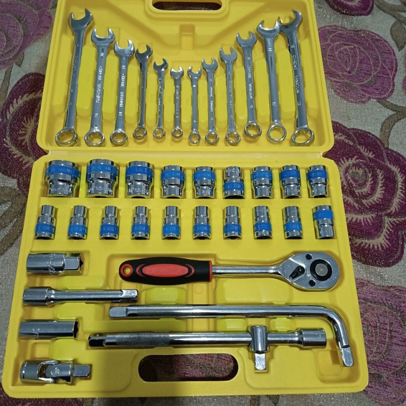 扳手工具套裝手動套筒扳手37件套筒組套汽車修理組合套裝車載家用
