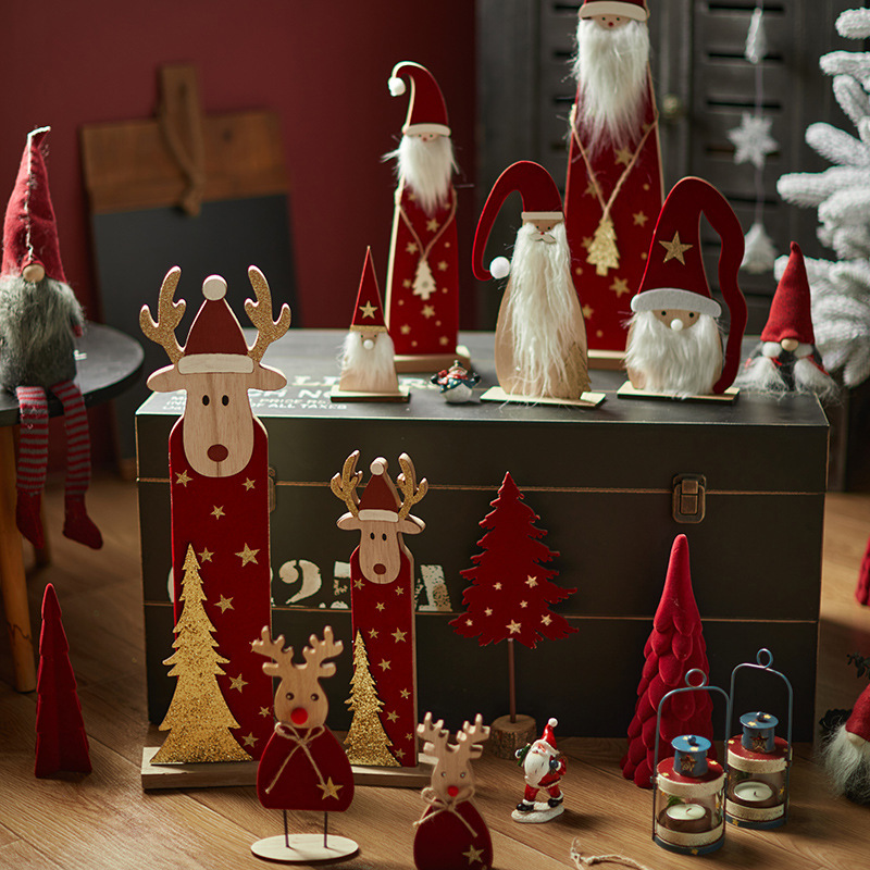 Árbol de Navidad luminoso, decoración de madera de escritorio, Elk para ancianos, centro comercial creativo, decoración de decoración de café, accesorios