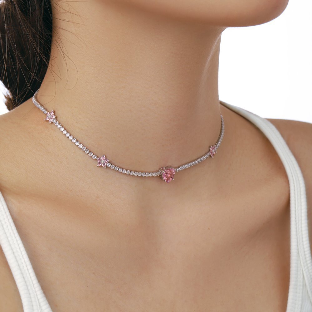 15g Weight Zircon, High Carbon Diamond Inlay Material Necklace Classification 925 sterling silver Chain Material 1 Piece Quantity Holiday, Tea Party Occasion 925 Sterling Silver Material Heart Shape, Rectangle Pattern Women's Gender Inlay Design Simple Style, Shiny Style 925 Sterling Silver Zircon High Carbon Diamond Inlay Heart Shape Rectangle Necklace 26