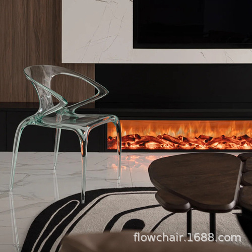 Italian Alien Transparent Resin Chair Epoxy Crystal Living Room Dining Chair Rocherby Xiahongshu Acrylic Armchair