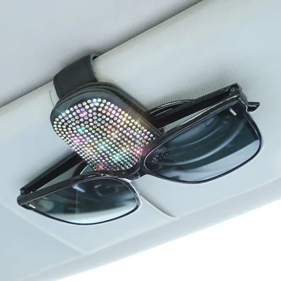 in-car glasses frame with diamonds, Car Glasses Clip/Bill Clip - green-diamond
