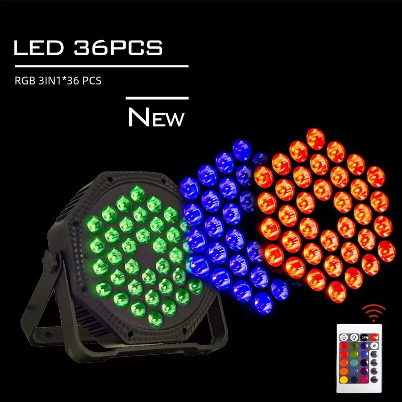Cross-border full-color remote control LED18 36 lights colorful RGB color change single color dyeing wedding KTV stage lights