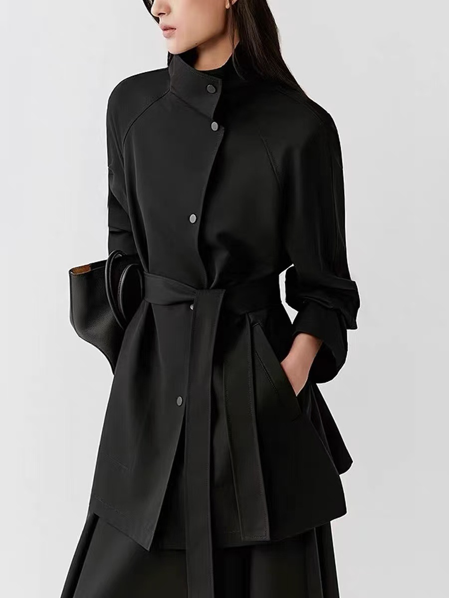 He Women's Clothing 2026 Spring New Fine Wool Plain Lightweight Short Trench Coat 213 No Returns or Exchanges