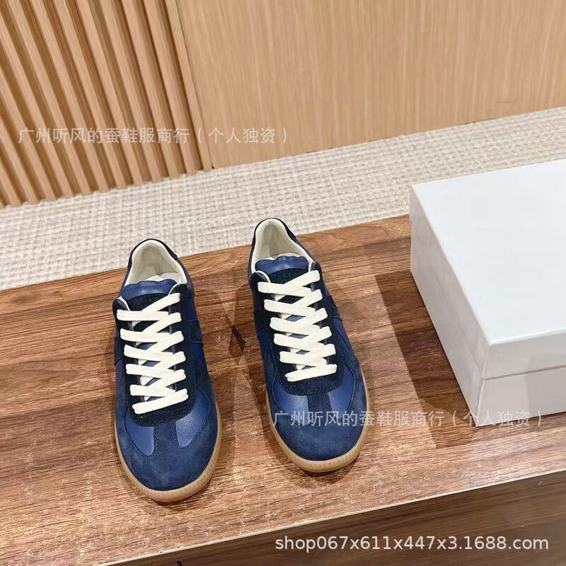 High Version Classic Margiela Women's 2025 New German Training Shoes Couple Genuine Leather Casual Sneakers Lace-Up White Shoes for Men