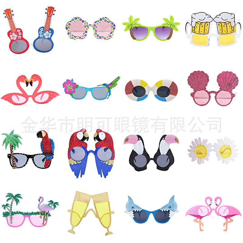 Gafas Divertidas de Flamenco para Fiestas en la Playa Hawaiana, Gafas de Vino, Accesorios para Selfies, Gafas Decorativas para Fiestas