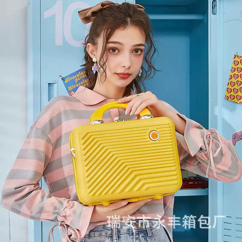 糖果系手提行李箱12寸14寸斜挎包迷你化妆箱随身便携小旅行箱批发