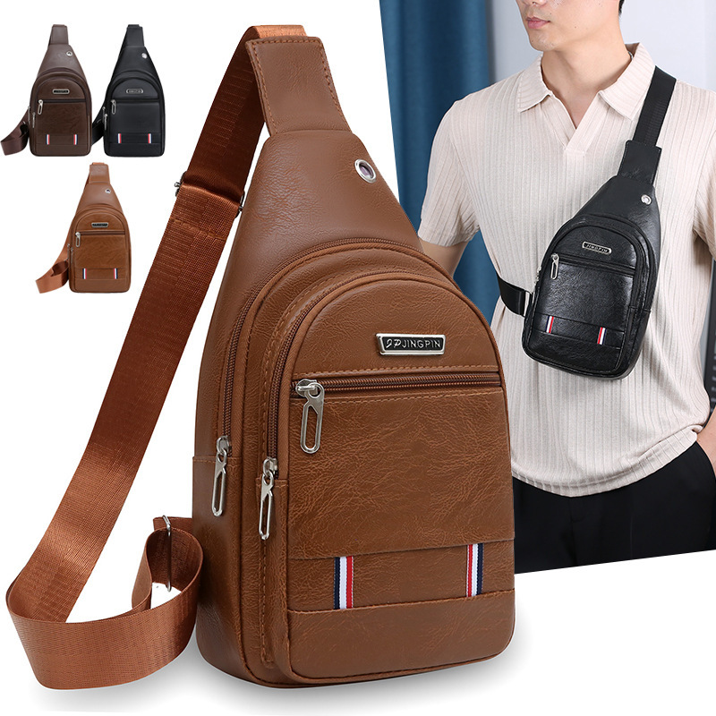 2026 New Model Men's Chest Bag, Single Shoulder Crossbody Bag, Simple Casual Crossbody Bag, Pu Chest Sling Bag, Trendy Small 2026 New Model Men's Chest Bag, Single Shoulder Crossbody Bag, Simple Casual Crossbody Bag, Pu Chest Sling Bag, Trendy Small
