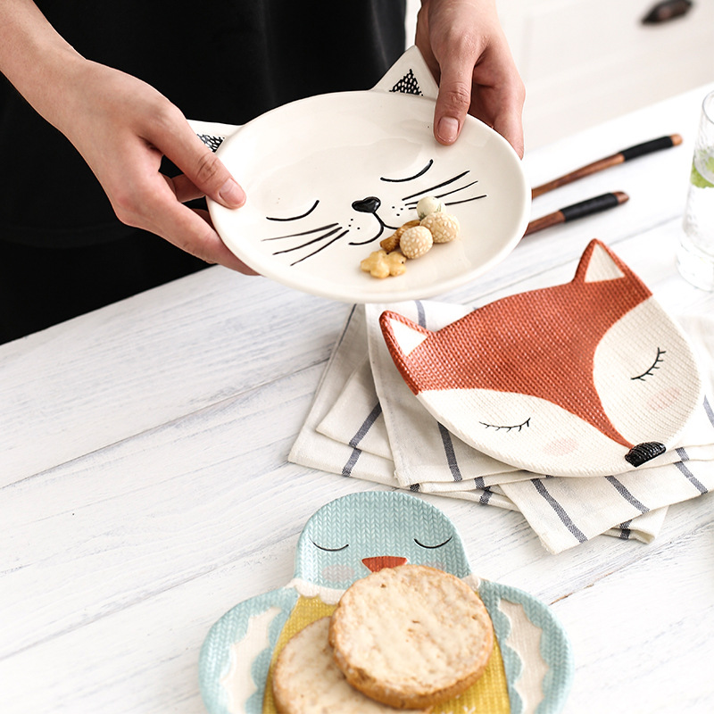 Cartoon cute ceramic children's dinner plate for home use