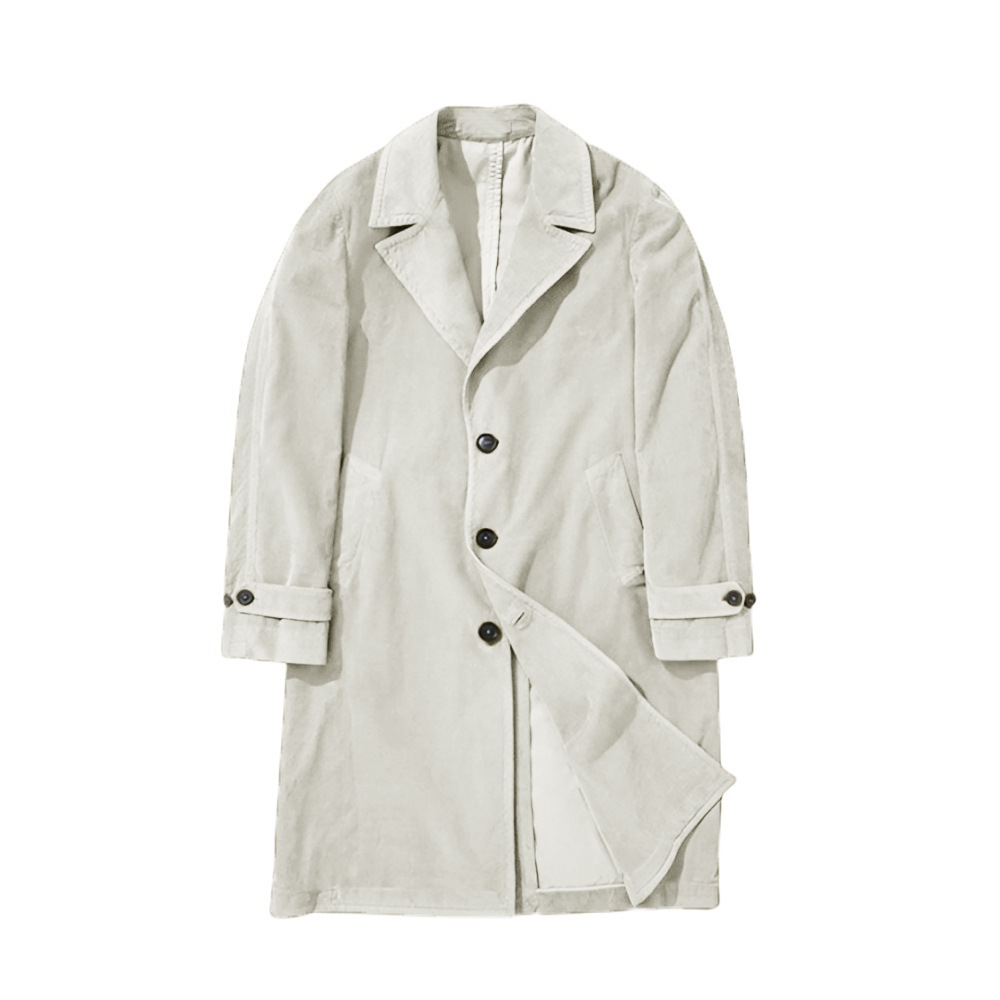 Lange einreihige Windjacke für Herren im britischen Stil für Frühling und Herbst_voghion.com