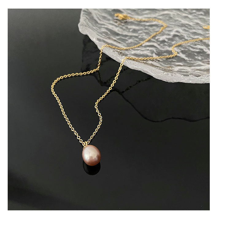304 Stainless Steel Chain Material Shopping Occasion 304 Stainless Steel, Freshwater Pearl Material Vacuum Plating Real Gold Plated 18K Gold Gold Plating Water Droplets 304 Stainless Steel Elegant Waterproof Non Tarnish Titanium Steel Necklace
