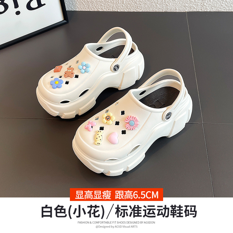 Augustion zapatos con agujeros de suela gruesa para mujer 2025 ropa de verano nueva playa con suela suave, sandalias y pantuflas de eva