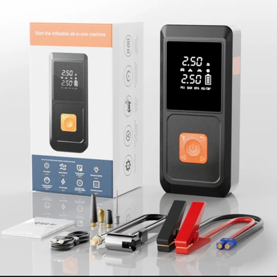 All-In-One Portable Electric Inflator | Hava nasosu - qb08-jump-starter-air-compressor-combo-6000mah-standard-clamps-19-cylinder