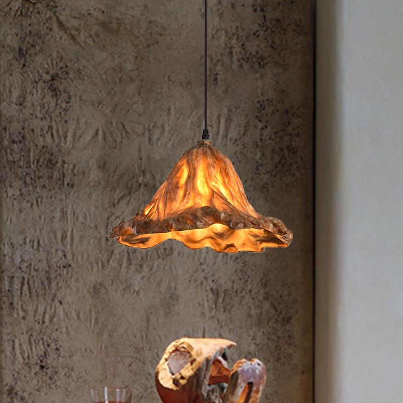 Lámpara de araña retro china Zen, arte creativo con personalidad, lámpara de hoja de loto para sala de té B&B, estilo wabi-sabi, lámpara de araña antigua para restaurante