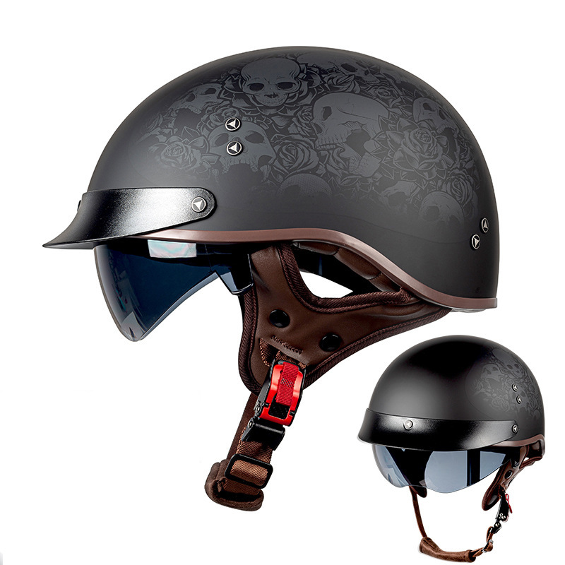 オートバイの電気自動車の半ヘルメットの復古ヘルメットを卸売りします。