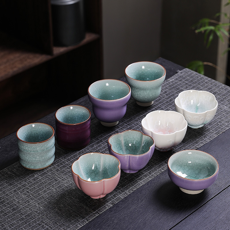 冰花主人杯汝窑纯手工冰花釉品茗杯大号单杯开片个人茶盏礼品茶具