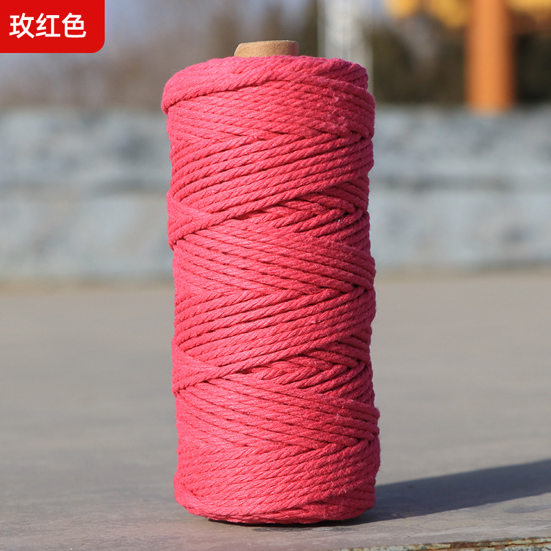 Cuerdas de algodón de color transfronterizas tejidas de algodón 2mm3mm4mm cuerdas de algodón hechas a mano cuerdas decorativas DIY cuerdas de algodón de color colgantes