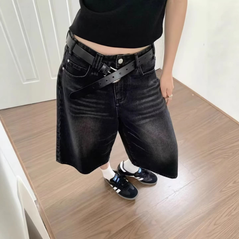 Summer American-Style High Street Retro Jeans for Men and Women, Niche Casual Loose-Fitting Distressed Mid-Waist Cropped Pants, Oversize Summer American-Style High Street Retro Jeans for Men and Women, Niche Casual Loose-Fitting Distressed Mid-Waist Cropped Pants, Oversize