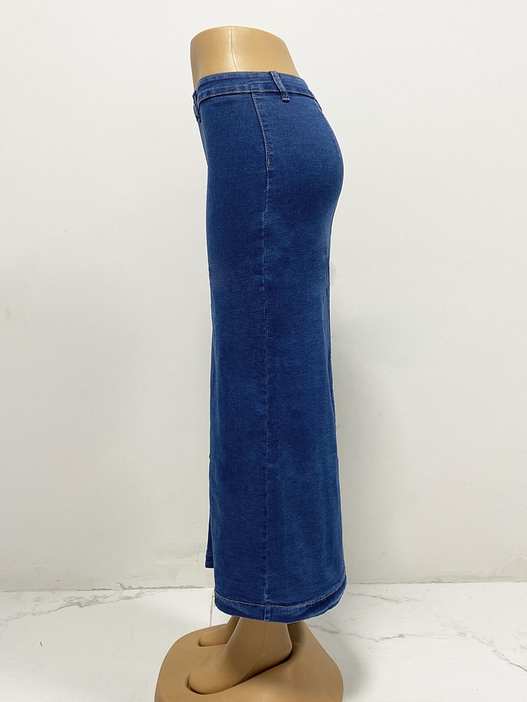 329g Weight Midi Dress Dress Length Type Denim Skirt Dresses Type Cotton, Polyester, Denim Fabric Type Mid Waist Waist Line High Elasticity Elasticity Holiday, Travel Occasion Regular Fit Fit Type Solid Color Pattern Summer Season Women's Gender Streetwear Style Summer Streetwear Solid Color Cotton Polyester Denim Midi Dress Skirts 1