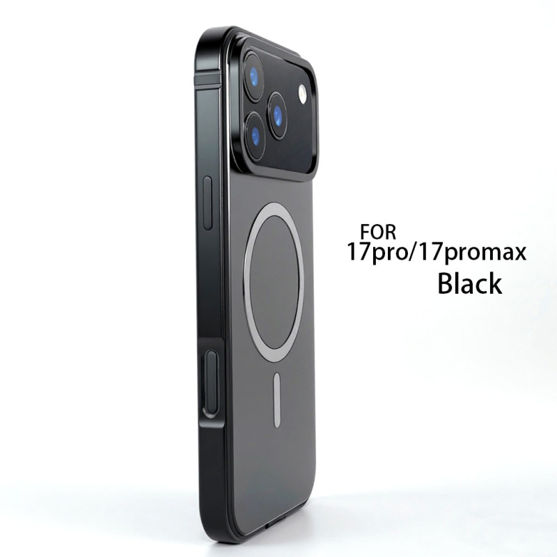 跨境适用IPHONE17PROMAX原机色手机壳金属边框复合背板磁吸防摔护|undefined