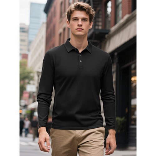 Wholesale Autumn Fashion Sporty Casual Long-Sleeve POLO Shirts for Men Loose Qing European Size Sweatshirts for Men Breathable