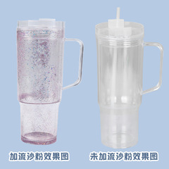 透明プラスチックカップ、ストローカップ、見栄えの良い40オンスの4世代の厚みのあるハンドル付きカップ、大容量のDIYウォーターカップ