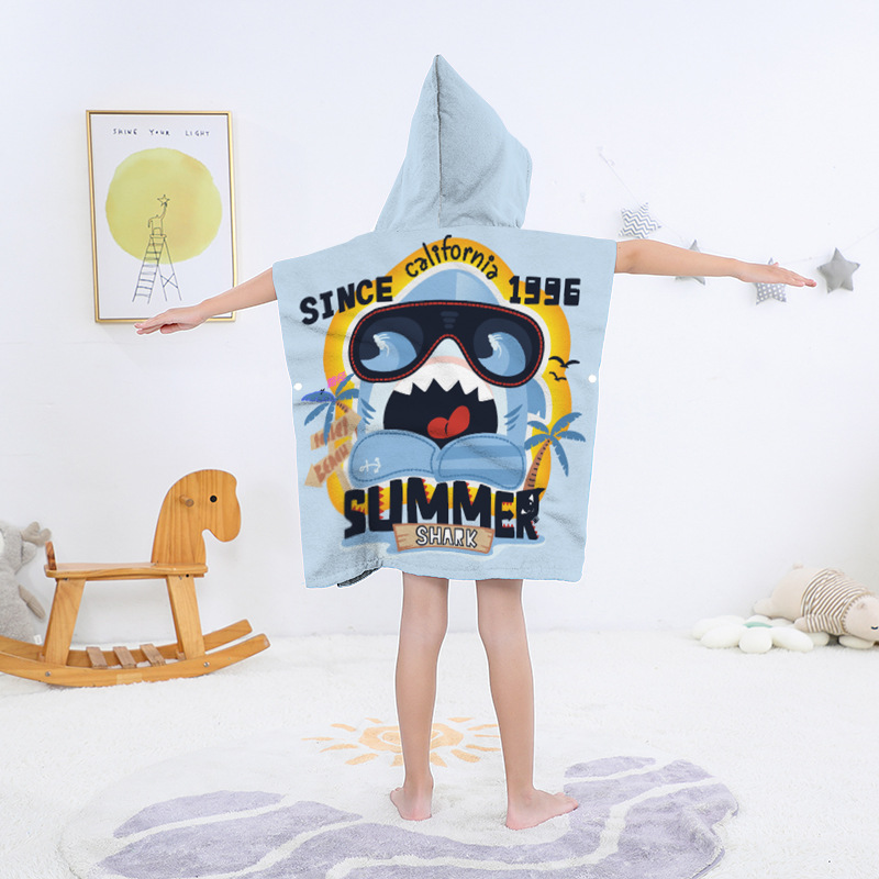 Toallas de baño para niños capa de bata de baño con capucha con estampado de dibujos animados digital capa de toalla de baño de secado rápido y absorbente