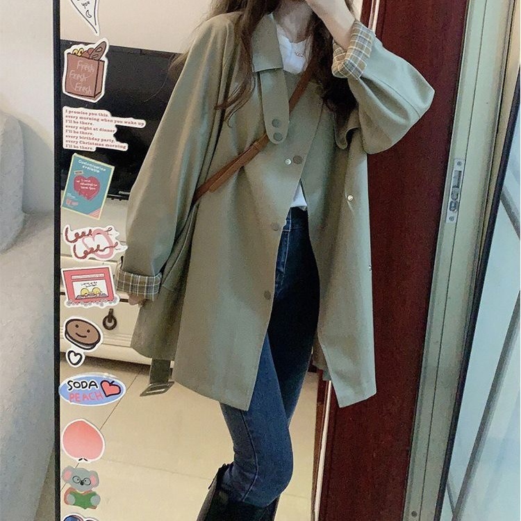 高级感小个子风衣外套韩系2025新款春秋爆款独特超好看女中长外套|undefined