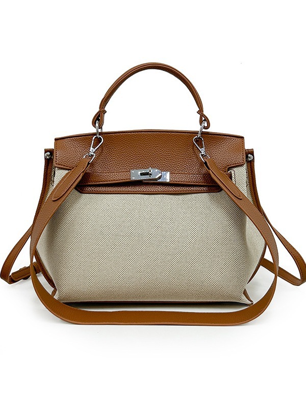 Bolsas de moda europeas y estadounidenses transfronterizas nuevas bolsas de lienzo de tendencia Kelly bolsas de gran capacidad de colisión de color de hombro