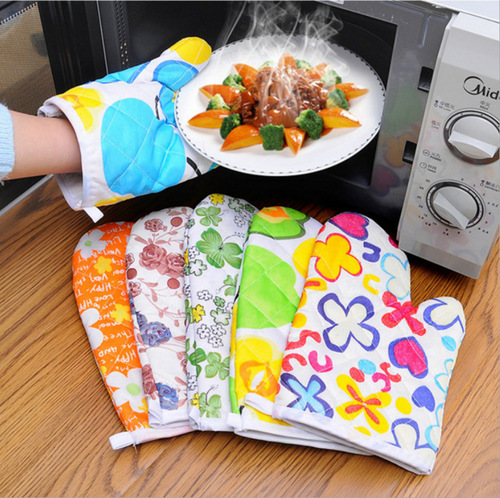 Microwave oven gloves anti-scalding household oven baking high temperature resistant white cotton insulation gloves 1 bag factory direct sale