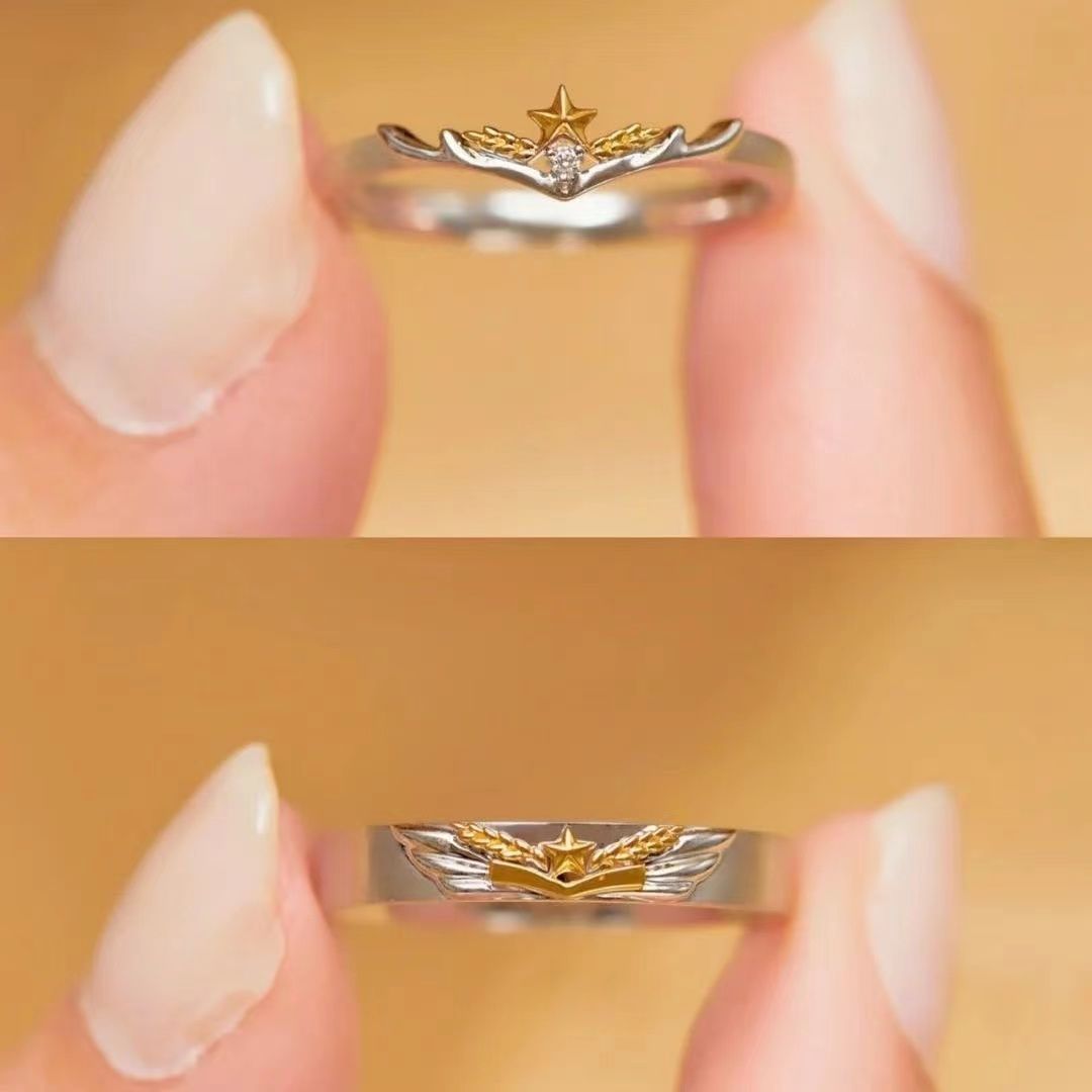 New Military Love Couple Ring Niche Design Military Sister-in-law Military Brother Send Gift to Male Girlfriend to Commemorate Military Long-distance Love
