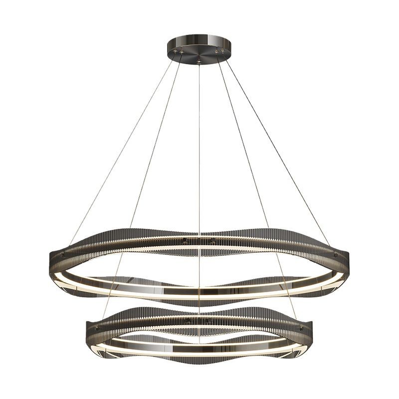 Araña de sala de estar de lujo ligero de estilo italiano, lámpara de anillo redondo creativa de alta gama, lámpara principal de comedor de dormitorio de diseñador minimalista moderno