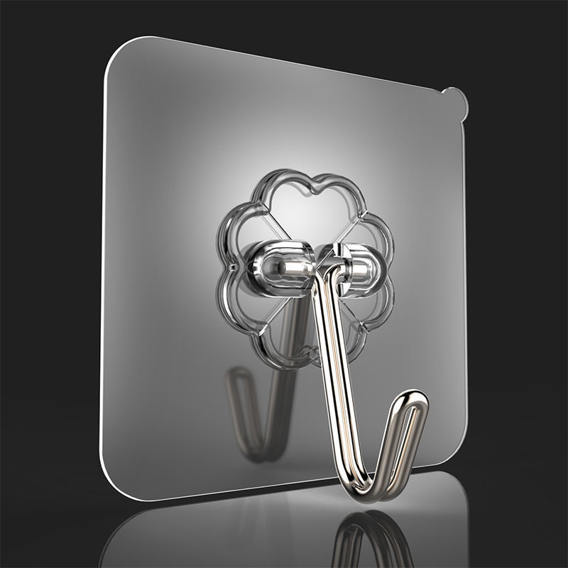 冠宝超牛无痕透明挂钩6cm免打孔粘钩厂家墙壁强力胶贴免钉小钩子