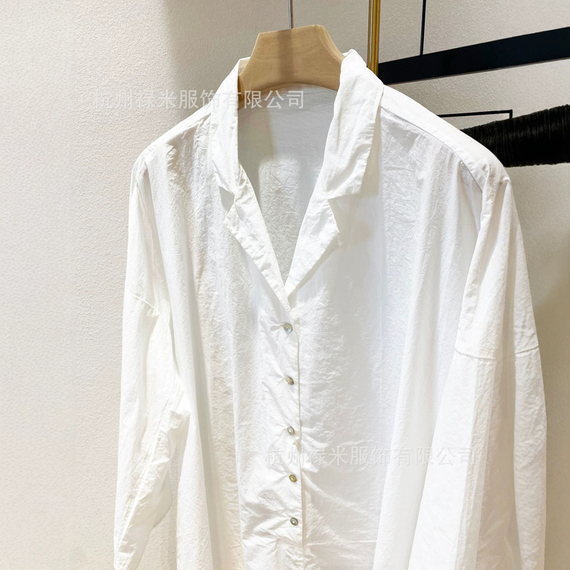 In-stock high-quality paper-feel Pima cotton boxy silhouette pullover shirt for women H37883, available for dropshipping