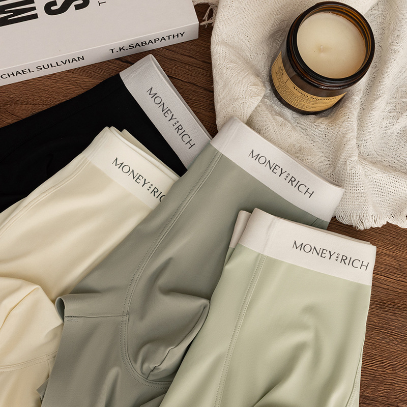 Verano helado sensación fría transpirable sin marcas antibacterianas pantalones de hombre sudor absorción de color sólido cuadrícula al por mayor