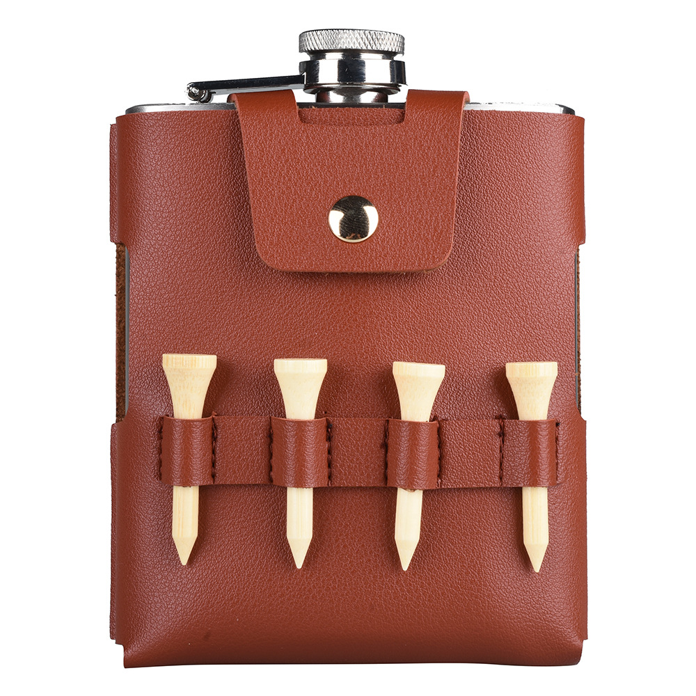 Erfuhu práctica herramienta 200ml olla de vino plana con bolsa de cintura con bola de uñas y fruta collar tenedor fácil de llevar